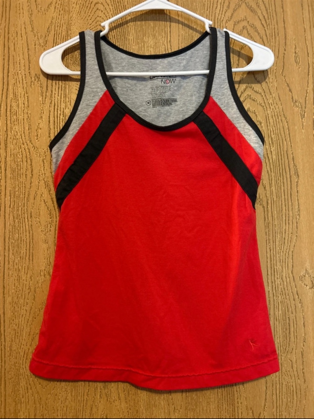 Danskin Now Red Tank Top with Gray and Black Trim
